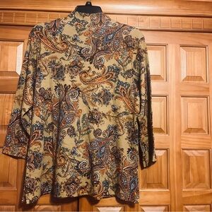 NWOT Isaac Mizrahi Live Paisley Long Sleeve Top